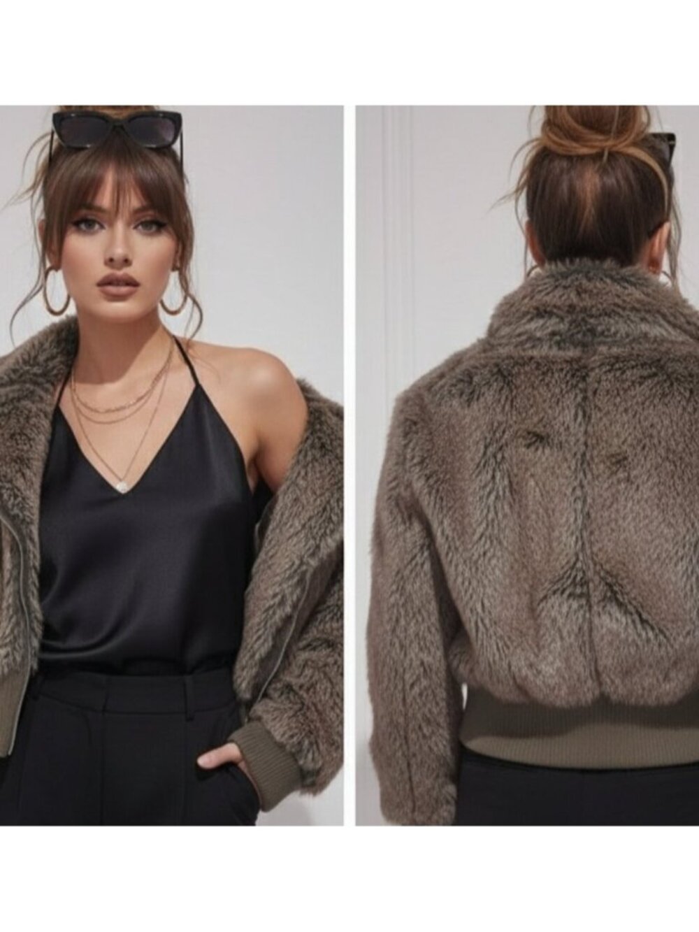 Vintage Teddy Faux Fur Bomber Jacket